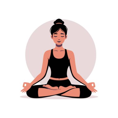 Lotus pozisyonunda bir kadın. vektör illüstrasyonu.