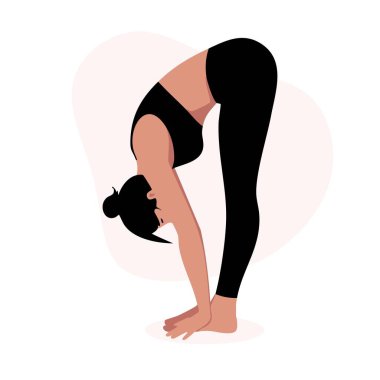 Kadın yogası çizgi film stili vektör illüstrasyonunda poz verir