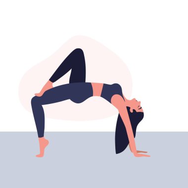 Yoga yapan bir kadın. Yoga egzersizi. vektör illüstrasyonu