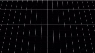 Şeffaf bir arkaplan ile beyaz perspektif ızgarasının animasyonu. Teknoloji kavramları, mimari planlar, sanal gerçeklik ortamı ve fütüristik arkaplanlar için uygun minimalist dijital kablo tabanı.