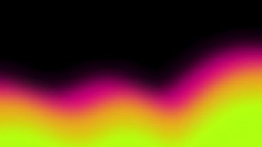 Pürüzsüz ve hareketli soyut bir arkaplan, akıcı bir sıvı gradyanı var. Animasyon, neon pembe, morumsu, turuncu ve limon yeşili renklerin koyu siyah bir arkaplana karşı yumuşak ve dalgalı bir şekilde hareket ettiğini gösteriyor..