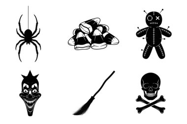 Ürkütücü Cadılar Bayramı siluetleri, grafik tasarım projeleri ve ürkütücü kutlamalar için ürpertici bir atmosfer yaratıyor.