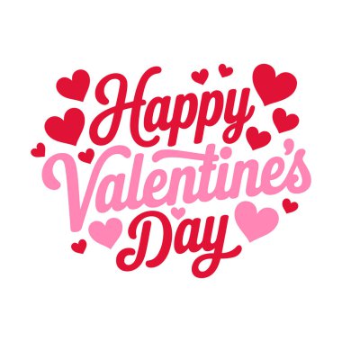 Sevgililer Günü geçmişi pembe kalp ve mutlu sevgililer gününün tipografisi. Duvar kâğıdı, el ilanı, davetiye, poster, afiş, başlık için gül rengi karalama kalbi olan Sevgililer Günü metin tasarımı