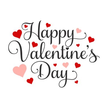 Sevgililer Günü geçmişi, kalp deseni ve mutlu sevgililer günü metninin tipografisi. Vektör çizimi. Duvar kağıtları, el ilanları, davetiyeler, posterler, broşürler, afişler..