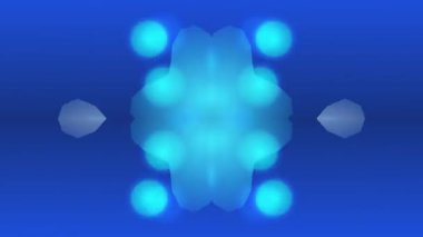 Simetrik şekilli soyut mavi arkaplan ve bulanık ışıklar sakinleştirici ve sakin bir atmosfer yaratıyor.