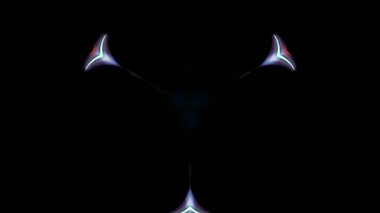 Canlı mor ve yeşil şekillerin soyut sanatsal temsili, dinamik hareketli koyu bir arka plana karşıdır.