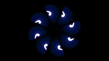 Siyah bir zemin üzerinde parlak gelecekten gelen görsel efekte sahip soyut mavi çiçek tasarım elementi