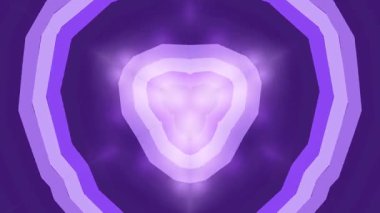 Konsantrasyon katmanları ve yumuşak yuvarlak kenarlı tasarım elementi ile mor parlayan kalp şekilli soyut arkaplan