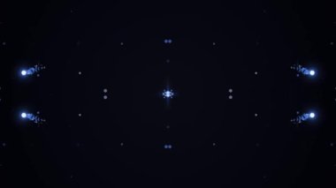 Göz kamaştırıcı görsel bir ekranda karanlık bir arkaplanda hareket eden güzel mavi parlayan parçacıklar ve yıldızlar