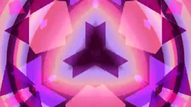 Kaleydoskop tasarım arka plan kağıdında pembe ve mor renkler içeren hareketli soyut geometrik desen