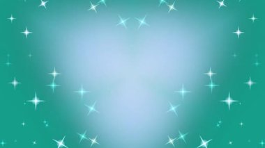 Parlayan ışık efektleri ve parıldayan yıldızlarla dolu huzurlu bir deniz mavisi arkaplanı büyülü ve büyüleyici bir görsel atmosfer yaratıyor.