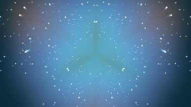 Parlayan beyaz ve gümüş parçacıkları ile parıldayan mavi ve yeşil arka plan büyülü bir festival atmosferi yaratıyor.