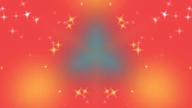 Parlayan yıldızlarla dolu canlı turuncu ve yeşil eğimli arka plan büyüleyici bir festival atmosferi ve kutlama atmosferi yaratıyor.