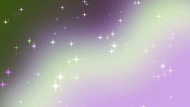 Pastel tonları ve mor ve yeşil tonlarında parıldayan yıldızlarla dolu güzel renkli yıldızlı gece göğü.