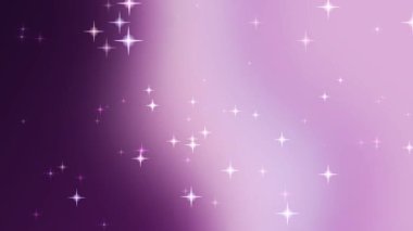 Pırıl pırıl yıldızlar ve görsel cazibe ve estetik tasarım için ışıl ışıl ışık efektleriyle sakin mor bir arkaplan