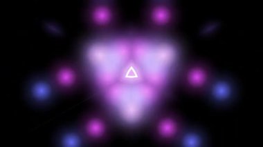 Parlayan neon renkli üçgen kalkan sihirli kutsal geometri özel ruhsal iyileştirme enerjisi ilahi ışık koruma aurası.