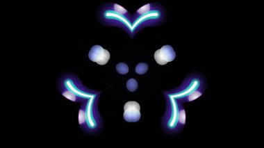 Çevrimiçi grafik ve görsel yaratıcı projeler için siyah arkaplan üzerinde parlak mavi çiçek şekilli tasarım ögesi