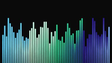 Siyah arkaplan üzerindeki renkli ses dalgası grafiği frekans ve genlik analizi ile ses sinyali görselleştirmesini temsil eder.