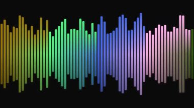 Ses dalgalarını ve müzik frekanslarını temsil eden renkli ses dalgası görselleştirmesi bir dijital sinyal işleme grafik tasarım elementi multimedya uygulamaları için mükemmeldir.