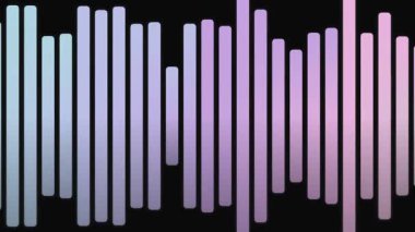Ses dalgalarının siyah arkaplanda renkli çubuklarla görsel temsili, ses sinyalini ve müzik üretim elementlerini betimliyor.