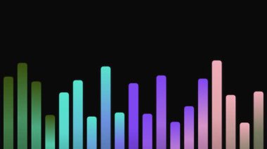 Siyah arkaplan üzerinde gradyan etkisi olan renkli çubuk grafiği, canlı veri görselleştirmesini ve istatistiksel analiz sonuçlarını etkin bir şekilde her zaman gösterir.