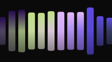 Ses frekansını ve görsel müzik elementlerini etkin bir şekilde temsil eden siyah bir arkaplan üzerinde renkli ses dalgası çubukları