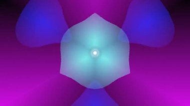 Büyüleyici mor ve yeşil soyut dijital sanat simetrik kaleydoskop desenleri ve parlak şekiller içeren canlı bir bileşim..