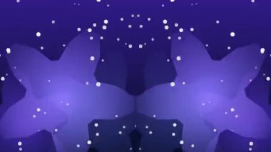 Kelebek şekilleri ve koyu mavi arkaplanda beyaz noktalar gizemli ve rüya gibi bir ortam yaratıyor..