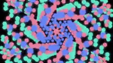 canlı daireler ve dinamik şekiller içeren renkli soyut sanat, büyüleyici desenler ve tasarımlar yaratıyor. Mavi, pembe ve yeşil renkli ve değişik nokta boyutlarında..