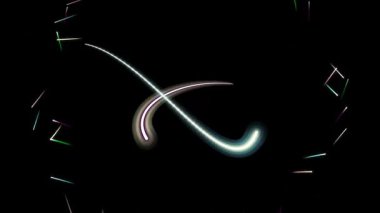 Parlayan neon ışıkları karanlık bir arkaplanda kıvrılarak soyut bir sanat tasarımında büyüleyici bir görsel etki yaratır. Yumuşak renkler ve dinamik şekiller bir enerji ve hareket hissi uyandırır..