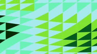 Canlı yeşil üçgenler tekrar eden bir desen oluşturarak optik illüzyon etkisi yaratıyor. Çeşitli gölgelerdeki geometrik şekiller, genel bileşime enerji ve görsel ilgi ekleyerek dinamik ve modern bir tasarım oluşturur..