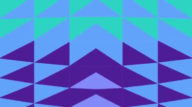 Değişik mavi ve yeşil tonlarında simetrik üçgen şekilleri olan canlı geometrik desen, modern bir tasarım elementi yaratıyor..