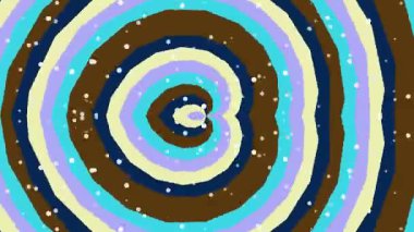 Mavi, kahverengi ve sarı tonlarında, soyut şekiller ve noktalar oluşturan girdap deseni hipnotize edici bir görsel etki yaratıyor..