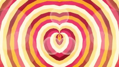 Katmanlı renklerle eş merkezli kalp şekli ve kırmızı, turuncu ve sarı renkler uyum içinde..