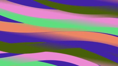 Yeşil, pembe, turuncu ve mavinin tonlarında renkli dalgalı çizgiler pürüzsüz kıvrımlar ve canlı görsel efektlerle soyut dinamik arkaplan oluşturur..