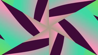 Simetrik radyal dizaynlı canlı yeşil ve mor geometrik desen yaratıcı ilham için görsel olarak çarpıcı soyut bir arkaplan oluşturur..