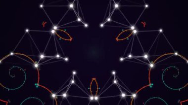 Birbirine bağlı düğümler ve çizgiler oluşturan karmaşık ağ görselleştirmesi karmaşık şablonlar ve şekiller, veri bağlantılarını sembolize eden ve soyut dijital tasarım.