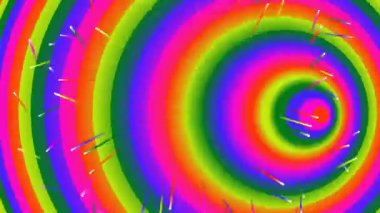 Parlak renkli girdap desenleri ve radyal çizgiler bu soyut psikedelik sanatta dinamik bir optik illüzyon yaratır..