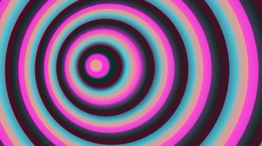 Pembe, mavi ve siyah tonlarında eş merkezli daireler bu canlı grafik tasarım elementinde büyüleyici bir optik illüzyon yaratır..