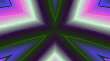 Pembe mavi ve yeşil renkli renkli renkli simetrik desen dijital sanat tasarımında büyüleyici bir kaleydoskop etkisi yaratıyor.
