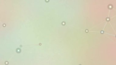 Yumuşak yeşil ve pembe arkaplan. Çeşitli boyutlarda beyaz inci küreler. Narin çizgilerle birbirine bağlı..