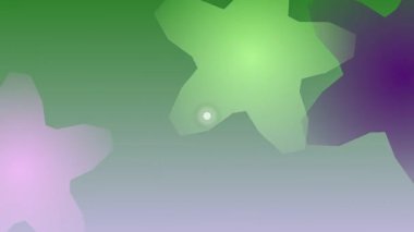 Yumuşak yeşil ve mor çiçekler, eğimli bir arkaplanda beyaz taç yaprakları, huzurlu ve huzurlu bir çiçek çizimi oluşturur..