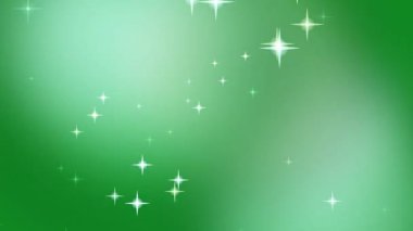 Değişken yeşil arka planda parlayan beyaz yıldızlar tasarım ve dekorasyon amacıyla şenlikli ve büyülü bir atmosfer yaratıyor..
