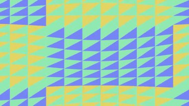 Renkli üçgen desenli, mavi, yeşil ve sarı şekilli, kusursuz bir tasarım, modern ve canlı estetik ile görsel olarak çekici geometrik bir sanat yaratıyor..