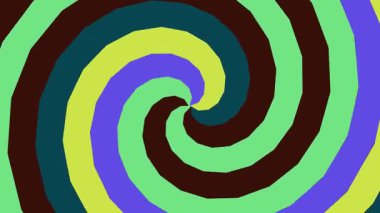 Deri rengi, sarı, yeşil ve kahverengi kıvrımlı elementlerden oluşan sarmal desenler dinamik ve hipnotik bir görsel etki yaratıyor..