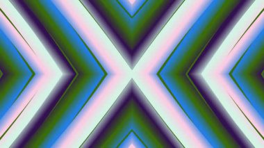 Simetrik şekilleri ve kaleydoskop efektini içeren canlı soyut tasarım dijital sanat modelinde mavi ve yeşil renkler.