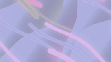 Yumuşak pastel mavi arkaplan, neon ışıkları ve parlayan çizgilerle soyut dijital sanat elementlerini gösteren fütüristik ve dinamik bir görsel efekt yaratıyor..