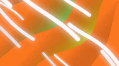 Beyaz neon ışıklı turuncu arkaplan dinamik ve canlı bir görsel enerji ve hareket etkisi yaratıyor.