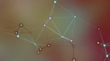 Birbirine bağlı düğümler ve çizgiler küresel veri iletişimini ve teknolojik gelişmeleri temsil eden karmaşık bir ağ oluşturuyor..