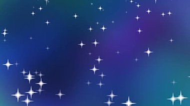 Işıl ışıl parlayan yıldızlar koyu mavi bir gökyüzünde yeşil eğimli bir arkaplan atmosferiyle parlıyorlar..